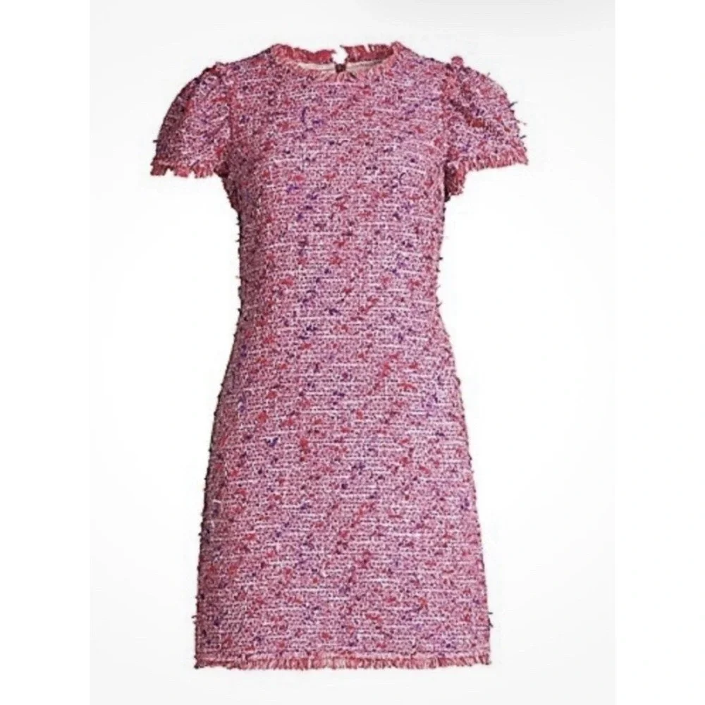 Kate Spade New York Flutter Sleeve Tweed Dress Pink Size 12 Jackie O Preppy‎